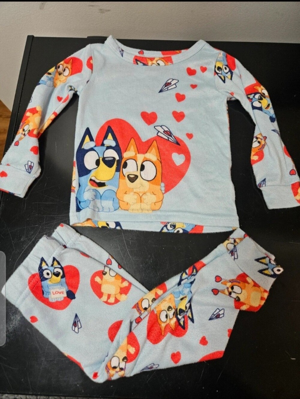 5 Pijamas Kids Light Blue Heart Print Bluey Pajama Set 5 Pijamas And 1 Toy